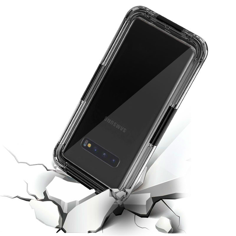 Vízálló telefon tok, műanyag tok vízálló úszás mobiltelefon tok Samsung S10 (fekete)