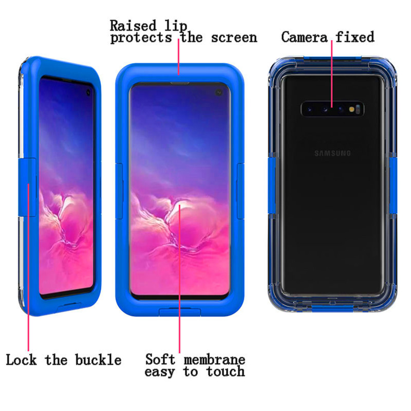 Víz alatti telefonvédelem a Samsung S10 (kék) legjobb életbiztos telefon tokja
