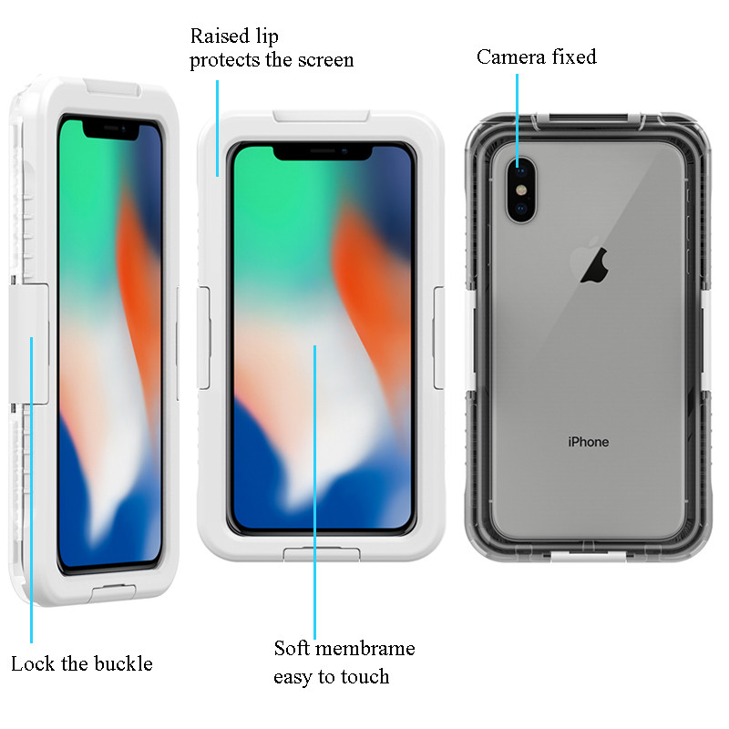 Univerzális mobiltelefon vízálló tok, kicsi, átlátszó, vízálló tok víz alatti kamera tok iPhone XS Max (fehér)
