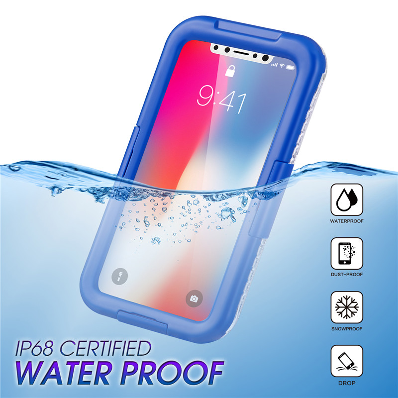 Az IP68 iphone-eset a legjobb vízálló telefonfülke az úszáshoz, az iPhone XS-es esetre (Blue …)